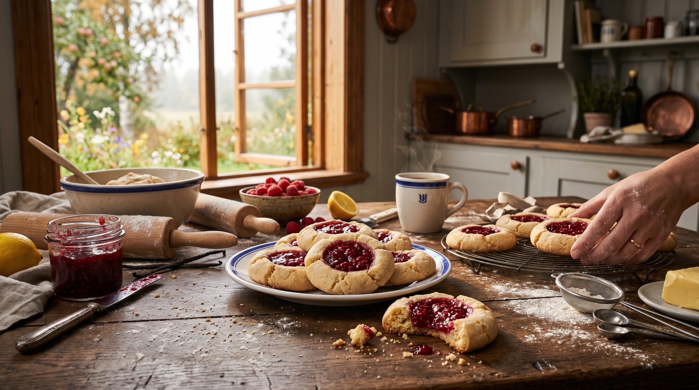 Authentic Swedish Hallongrottor (raspberry cave cookies) filled with raspberry jam – classic Nordic fika shortbread | Swedish Cravings