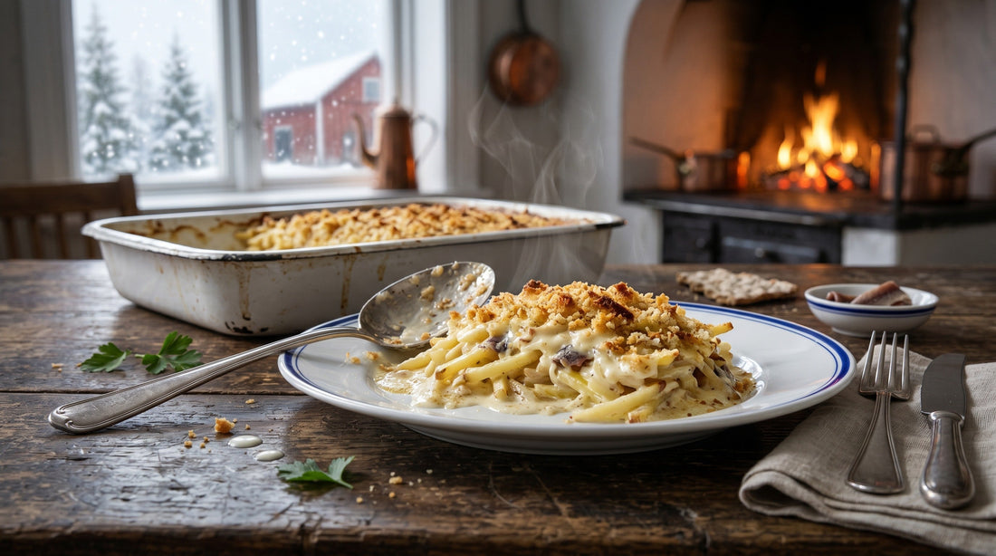 Authentic Swedish Janssons Frestelse (Jansson’s Temptation) potato and anchovy gratin golden from the oven – classic Nordic comfort dish | Swedish Cravings
