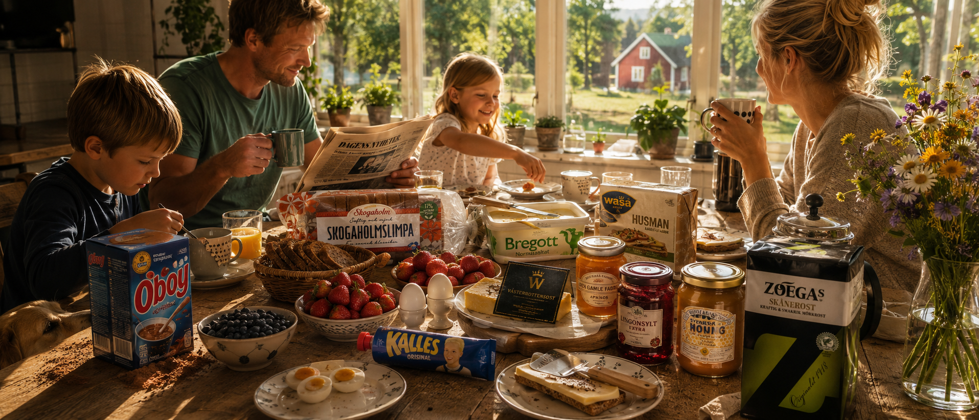 Authentic Swedish breakfast table with coffee, crispbread, spreads and jam for a slow Nordic morning | Swedish Cravings