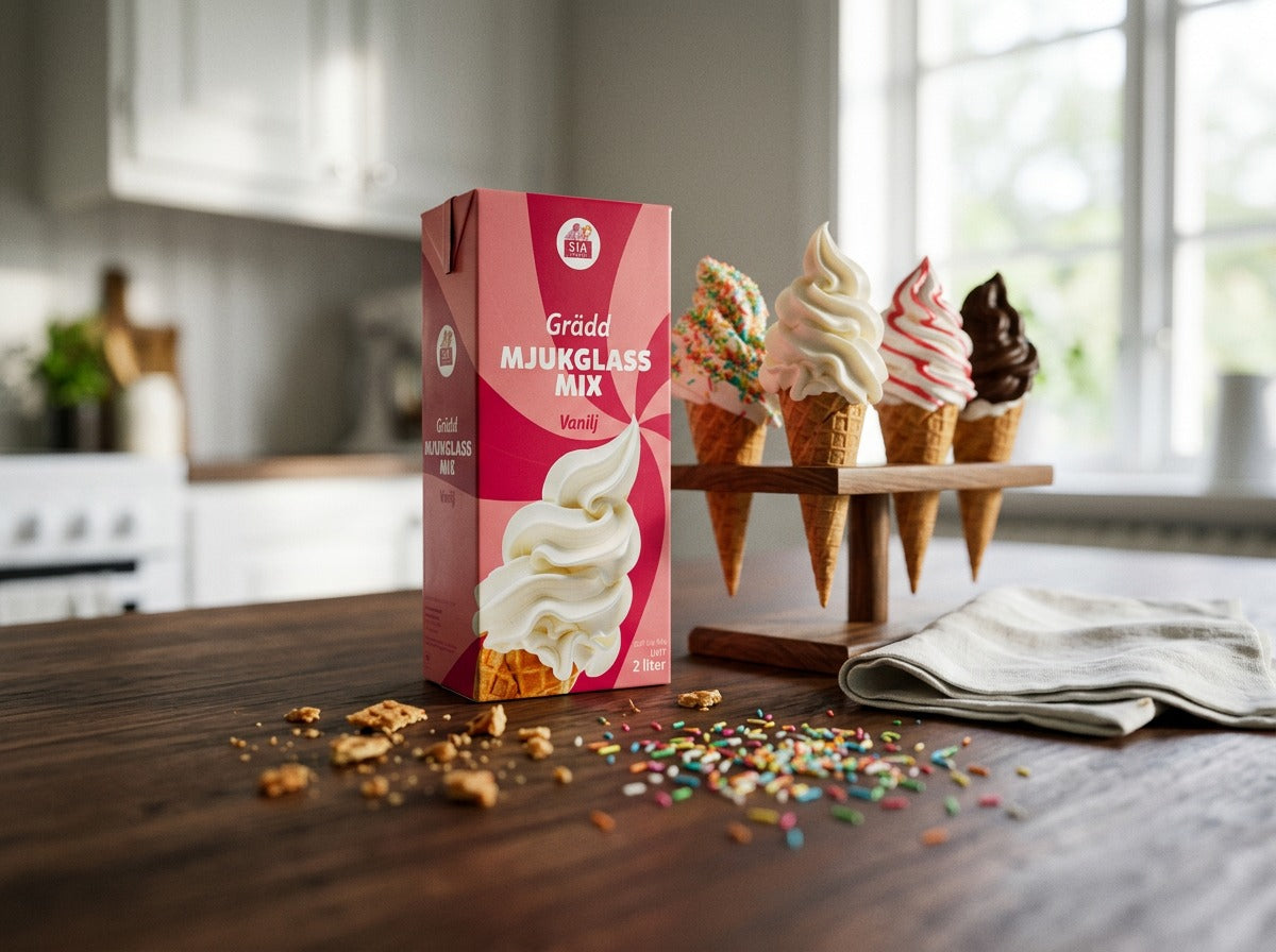 Swedish Ice Cream & Soft Serve Mix – SIA Glass Mjukglassmix Vanilj and Nordic Frozen Treats