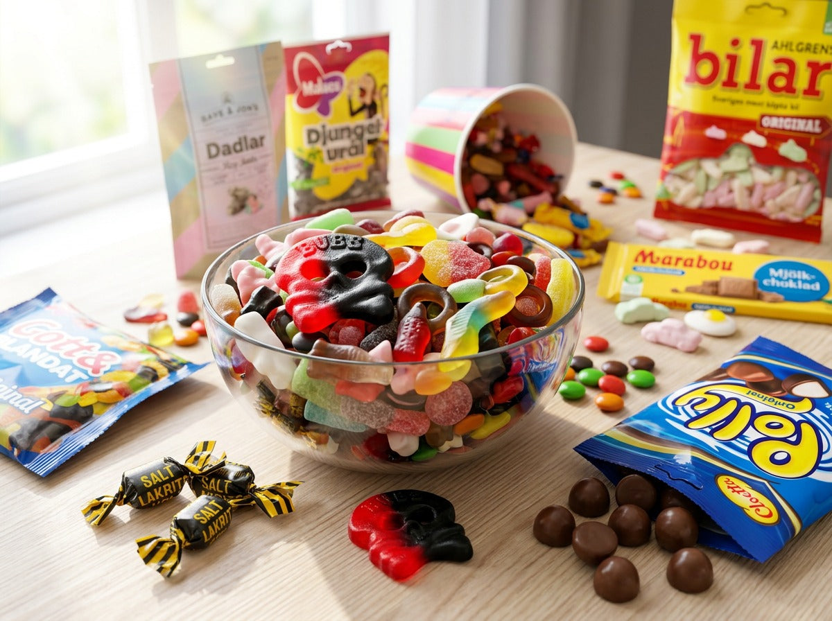 Colorful Swedish candy and chocolate assortment – authentic lördagsgodis sweets from Sweden | Swedish Cravings