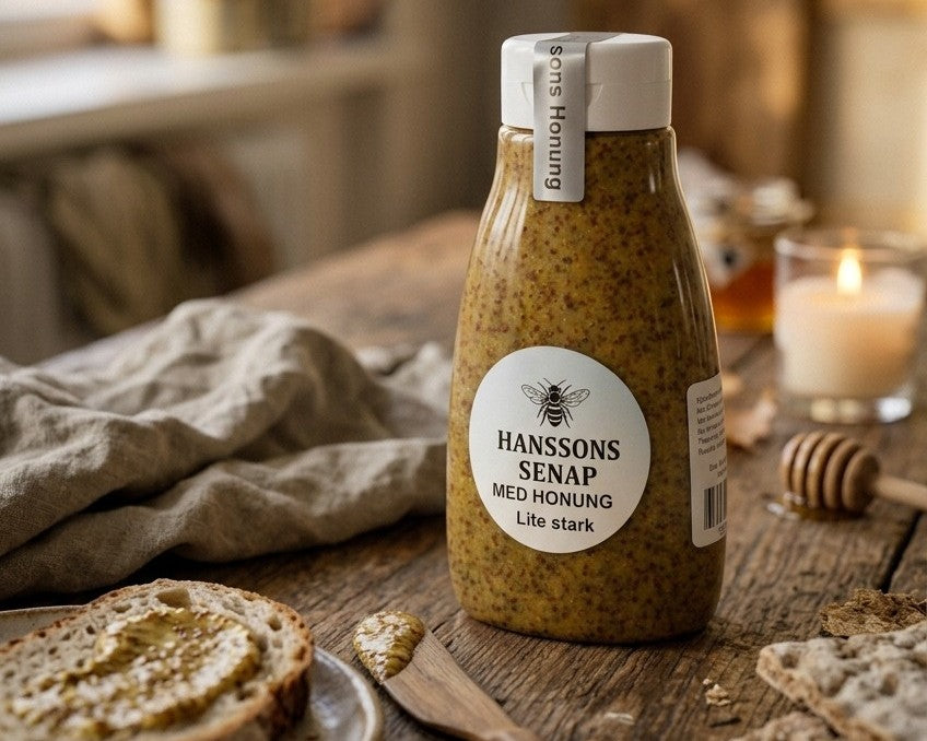 2 x Hanssons Senap med Honung 250g / 8.8 oz – Swedish Honey Mustard, Lightly Spicy