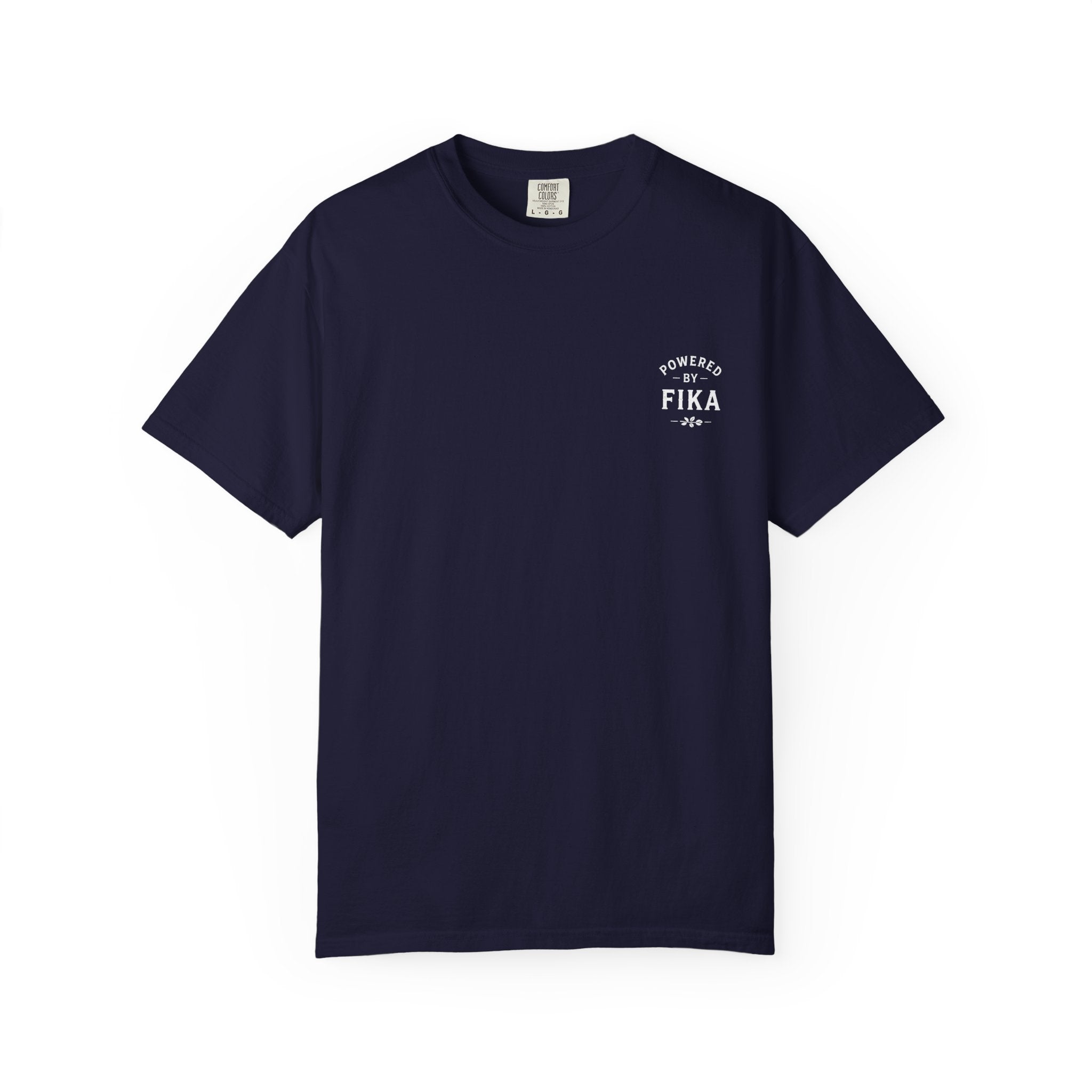 Powered by Fika™ – Slow Down • Enjoy • Repeat - Unisex T-shirt