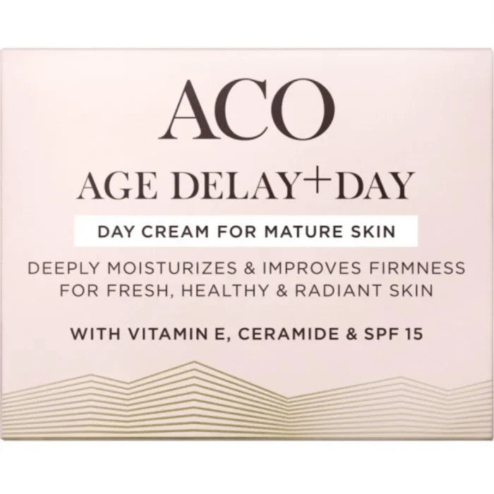 4 × ACO Face Age Delay+ Day Cream 50ml (1.69 fl oz) – Anti-Ageing Daily Moisturizer for Mature Skin