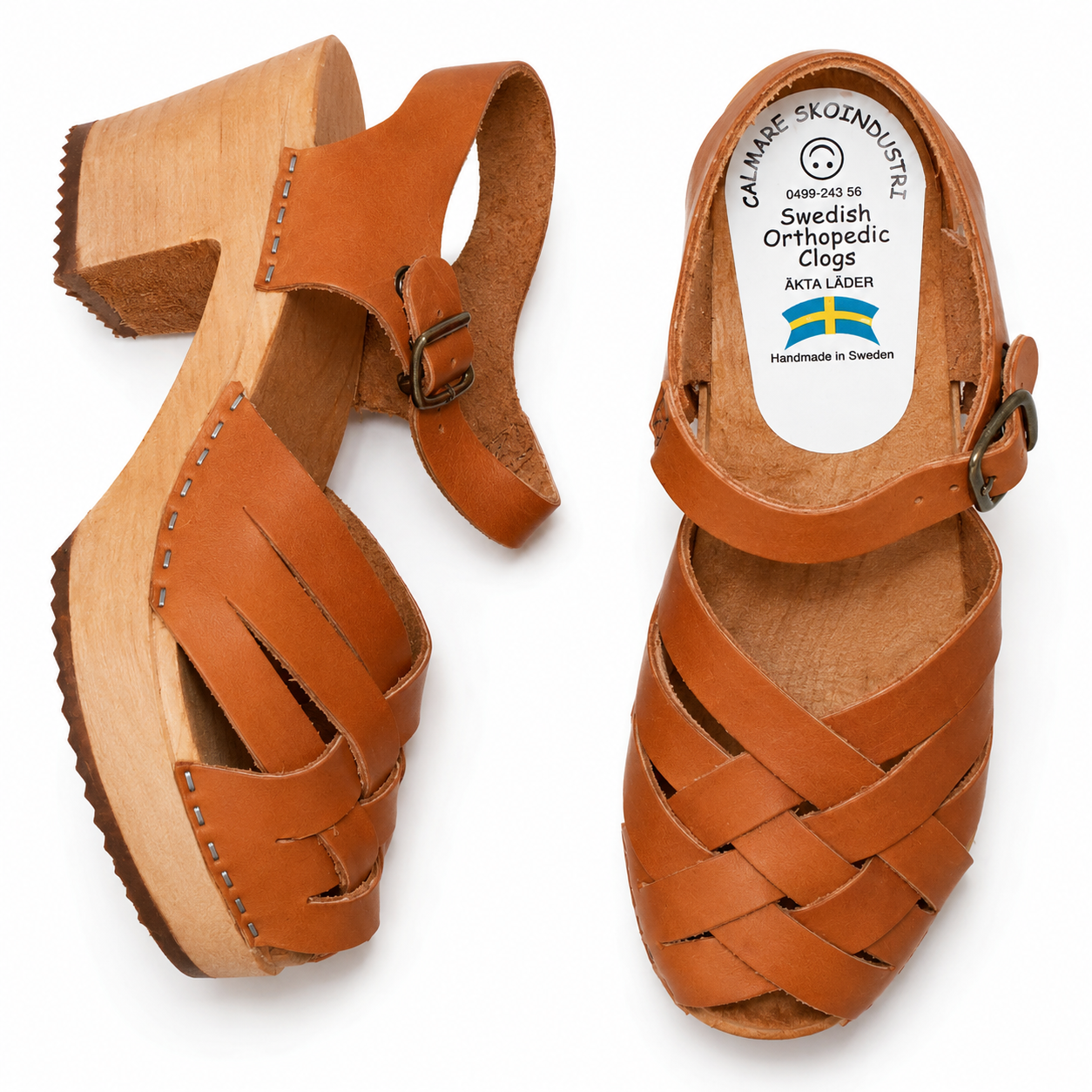 Marie High Swedish Wooden Clogs – Handmade in Sweden | Genuine Leather | 7cm High Heel