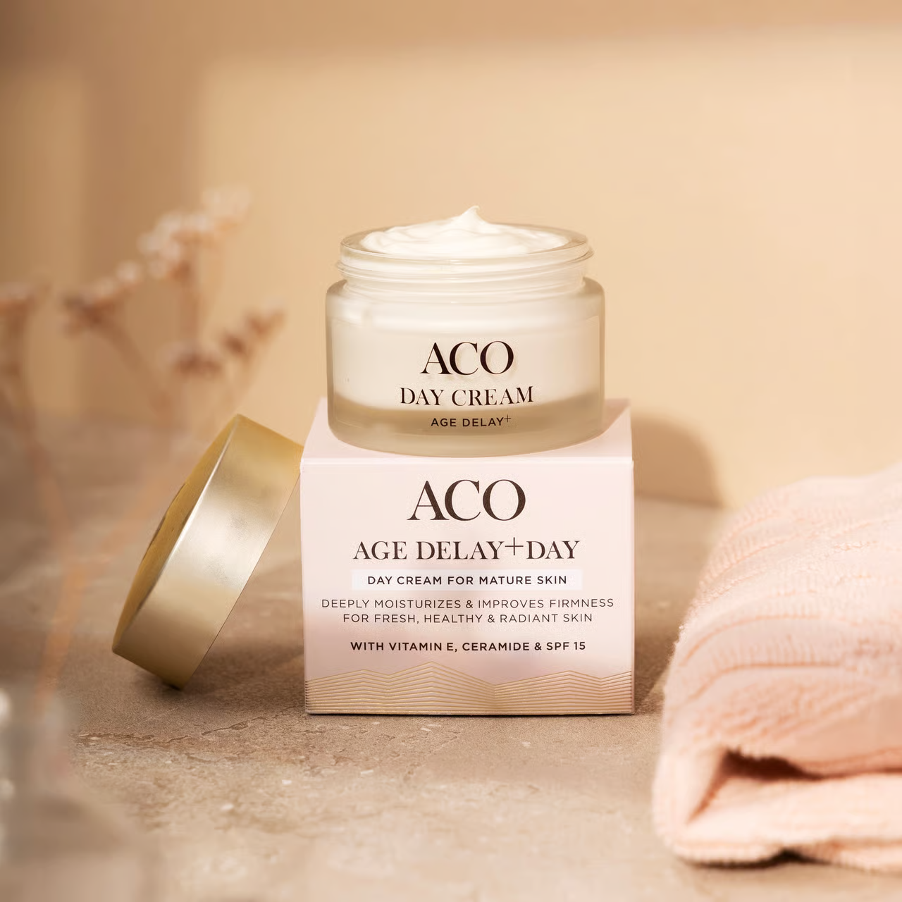 4 × ACO Face Age Delay+ Day Cream 50ml (1.69 fl oz) – Anti-Ageing Daily Moisturizer for Mature Skin