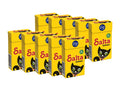 10 x Fazer Salta Katten Tablettask 38g – ten yellow candy boxes with black cat illustration and Fazer logo arranged in two rows, vegan salmiak and salty licorice pastilles from Finland, 380g total
