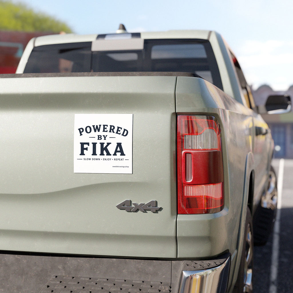 Powered by Fika™ Car Magnet – Premium Scandinavian Lifestyle Car Magnet