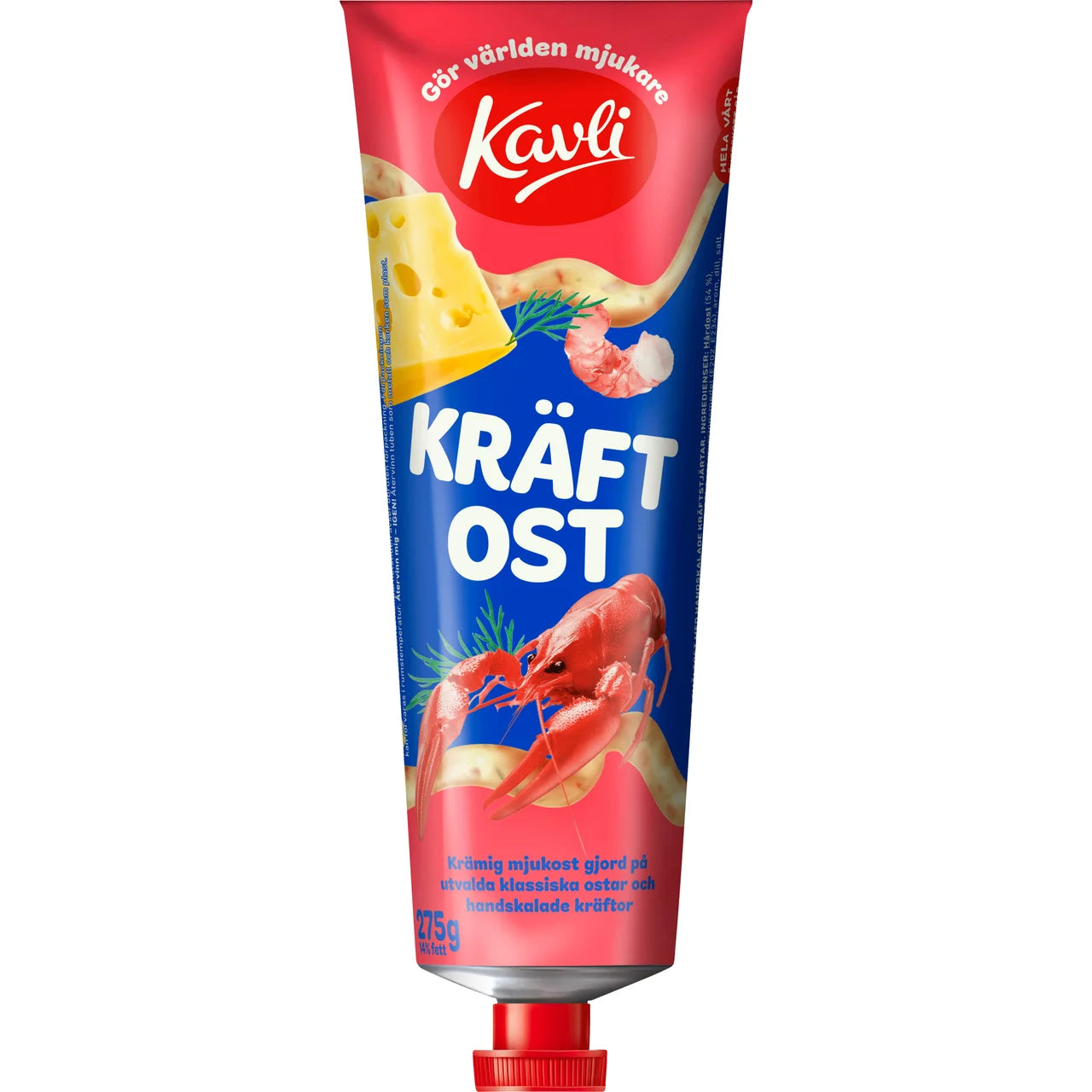2 Tubes of Kavli Kräftost Crayfish Cheese Spread 275g (9.7 oz) – Authentic Swedish Creamy Cheese Spread with Crayfish