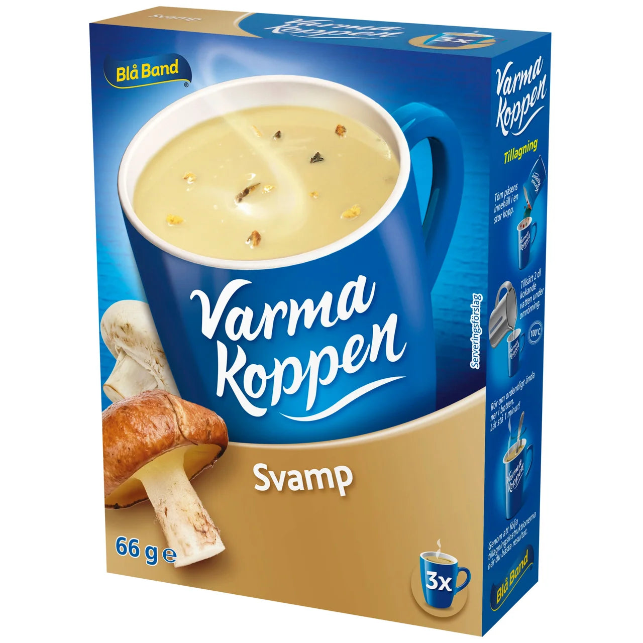 2 Packs of Blå Band Varma Koppen Mushroom Soup Mix 66g (2.32 oz) – Creamy Swedish Instant Mushroom Soup