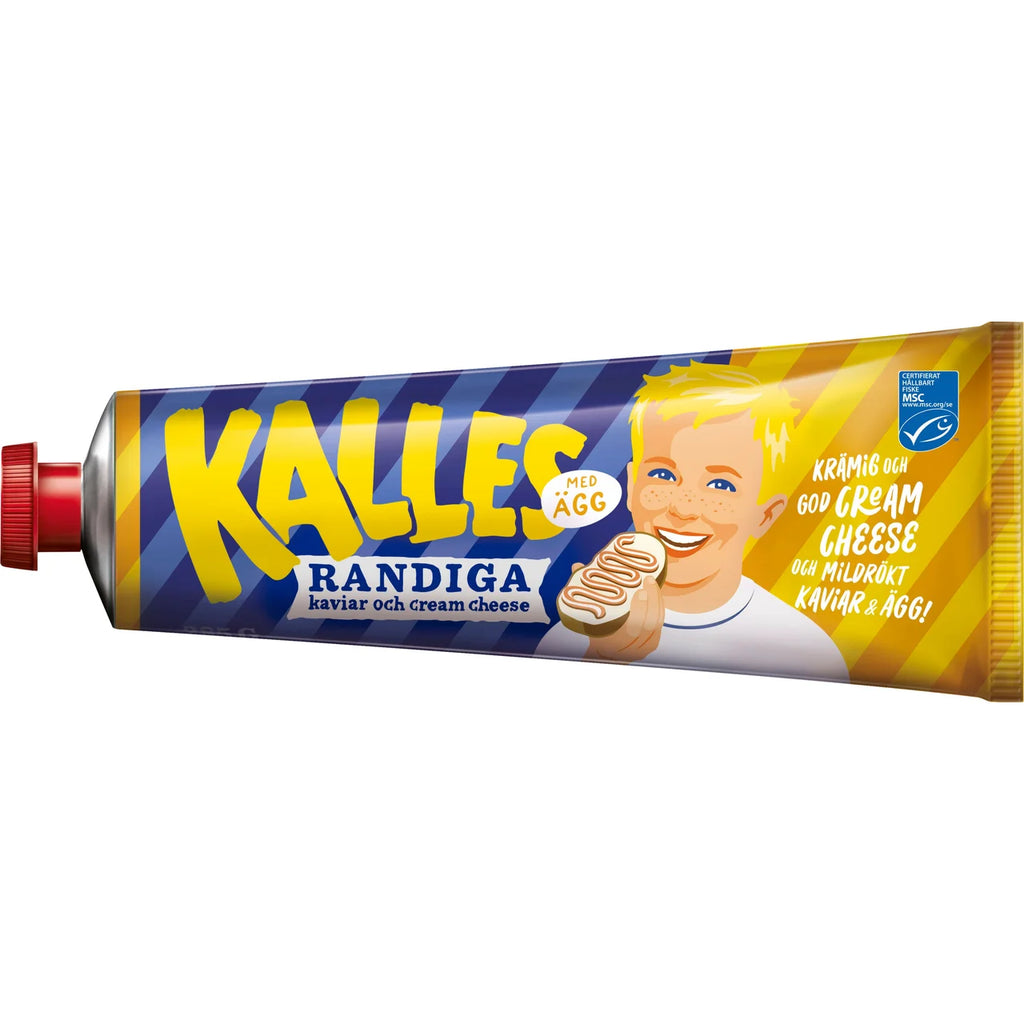 2 x Kalles Randiga Med Ägg 285g (10.05 oz) – Swedish Striped Cod Roe, Cream Cheese & Egg Spread