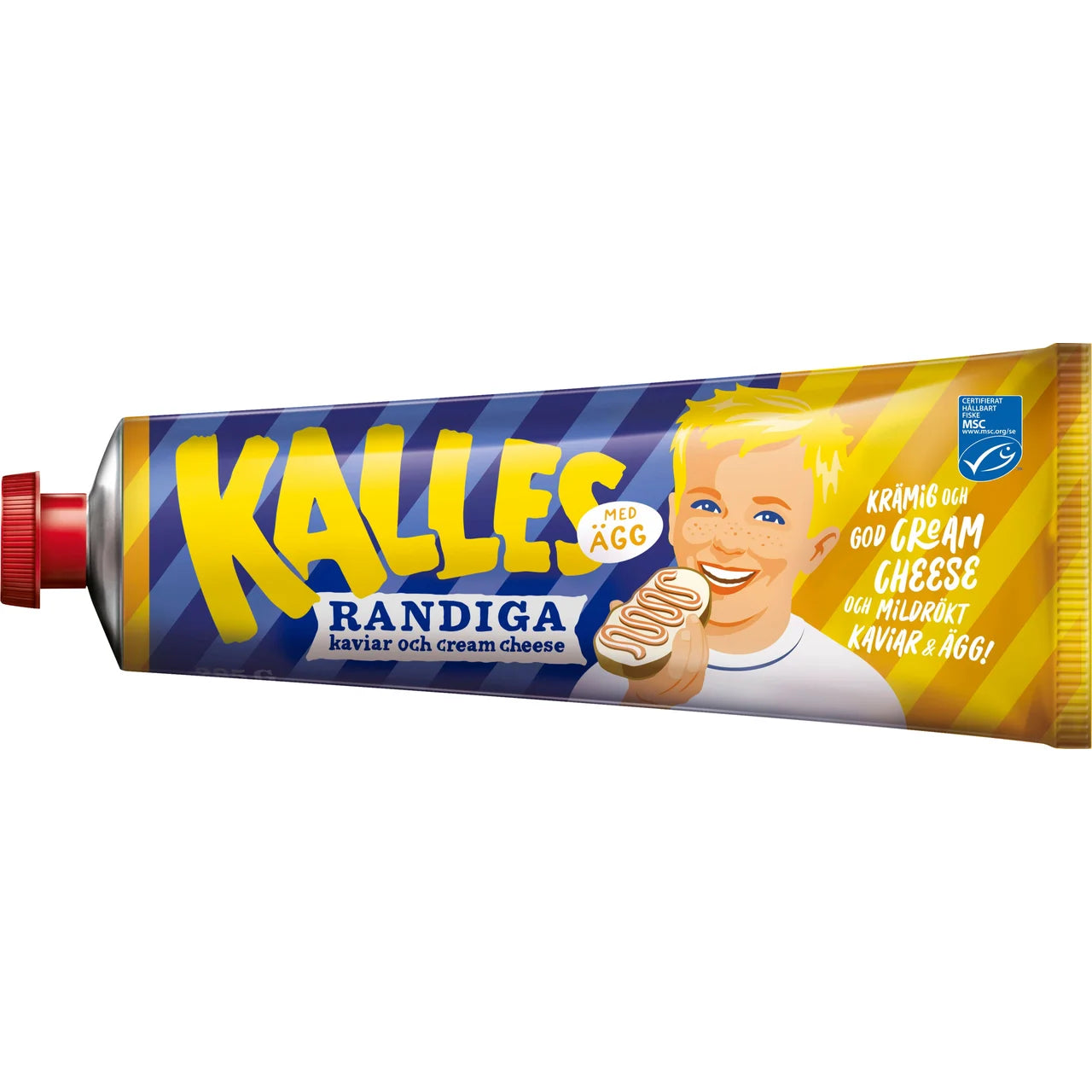 2 x Kalles Randiga Med Ägg 285g (10.05 oz) – Swedish Striped Cod Roe, Cream Cheese & Egg Spread