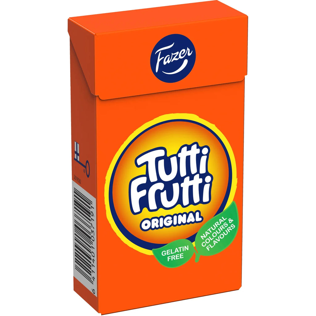 10 × Fazer Tutti Frutti Original Vegan Fruit Candy Boxes 38g (1.34 oz) – Authentic Finnish Fruity Chewy Candy