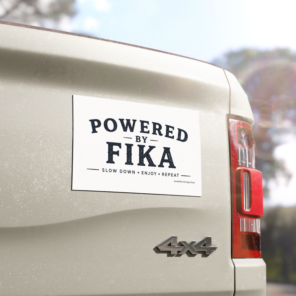 Powered by Fika™ Car Magnet – Premium Scandinavian Lifestyle Car Magnet