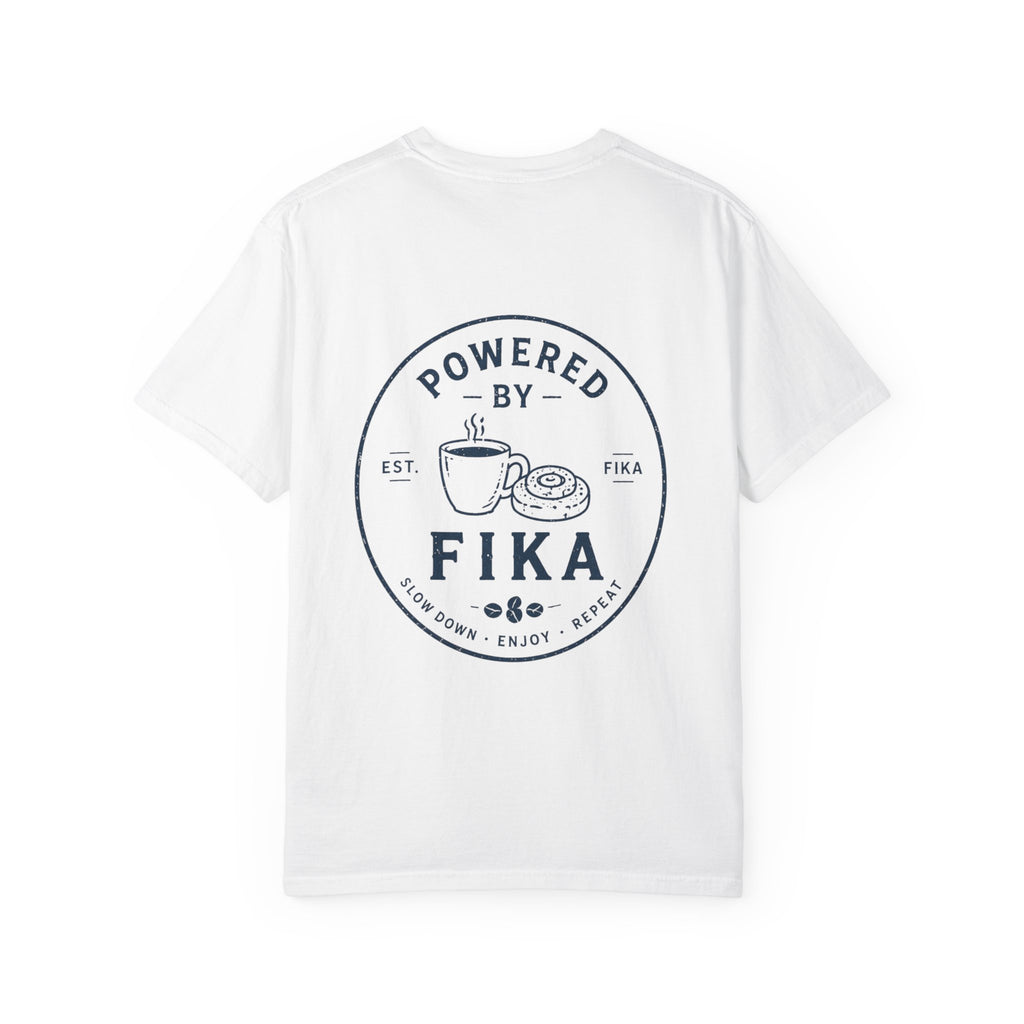 Powered by Fika™ – Slow Down • Enjoy • Repeat - Unisex T-shirt