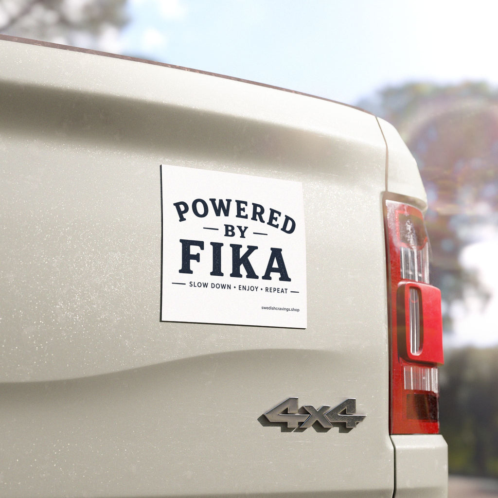 Powered by Fika™ Car Magnet – Premium Scandinavian Lifestyle Car Magnet
