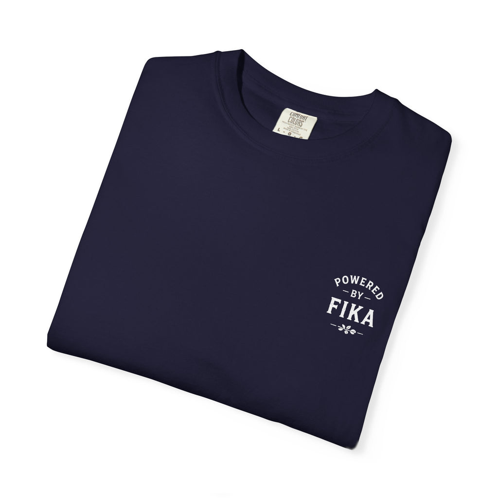 Powered by Fika™ – Slow Down • Enjoy • Repeat - Unisex T-shirt