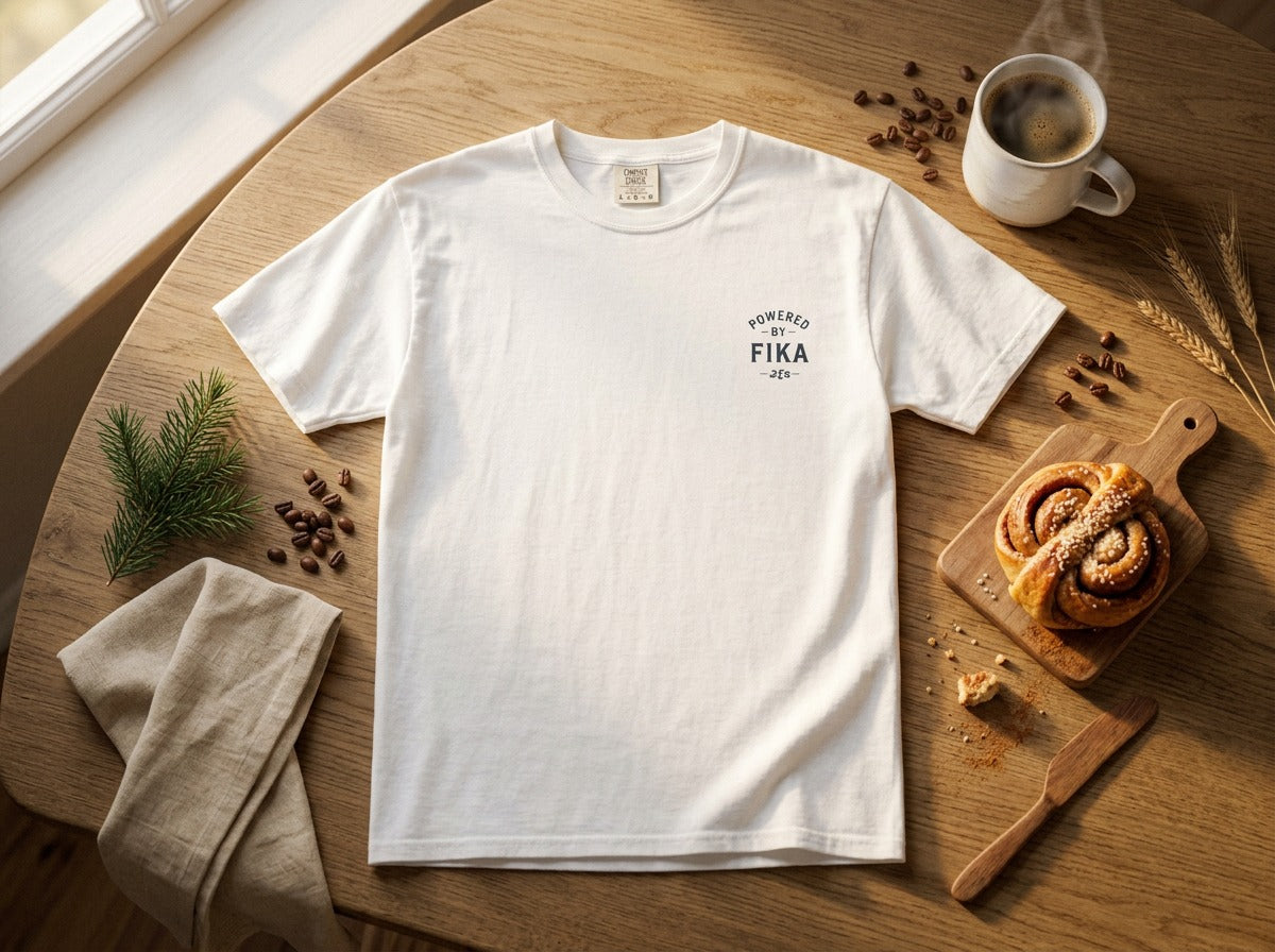 Powered by Fika™ – Slow Down • Enjoy • Repeat - Unisex T-shirt