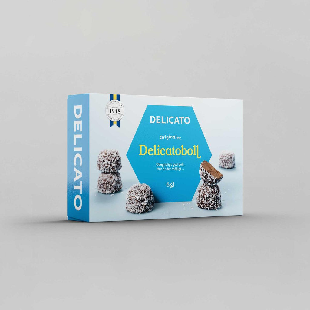 Delicato Delicatobollar 2 × (6 × 40g) – Authentic Swedish Chocolate Coconut Balls – Classic Fika Treat