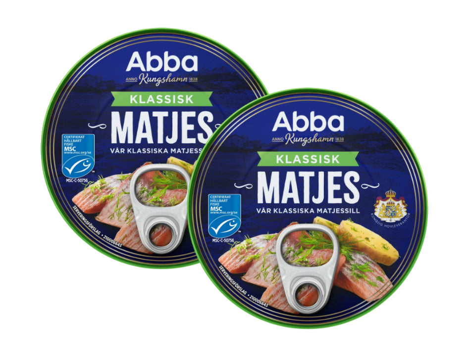 2 x Abba Matjessill Klassisk 215g 7.6 oz classic Swedish spiced herring cans for Midsummer