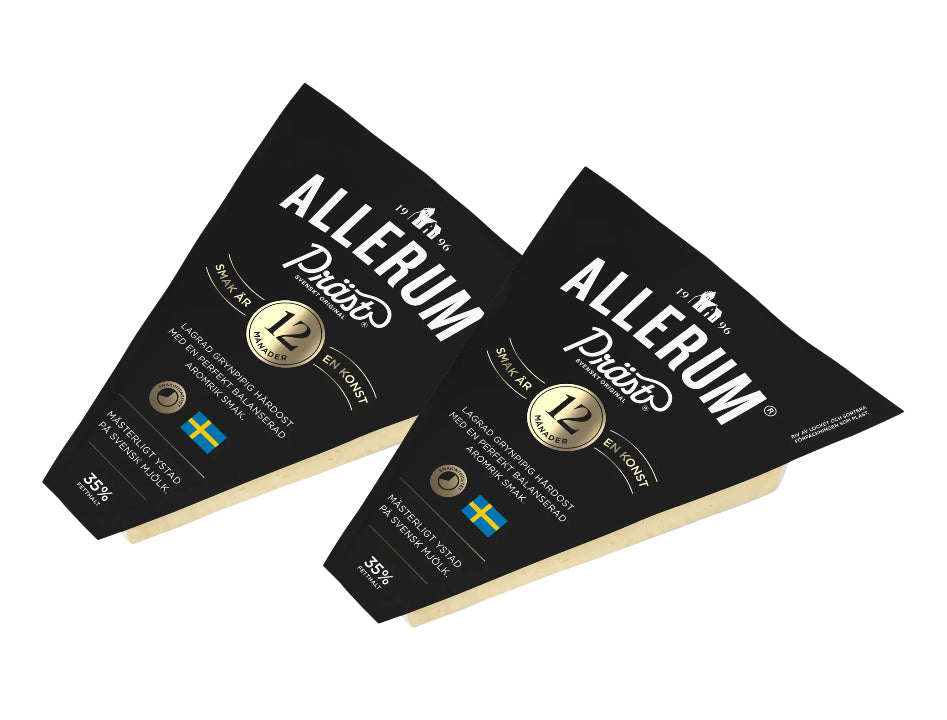 2 x Allerum Präst 12 mån 670g Swedish aged hard cheese made from Swedish milk