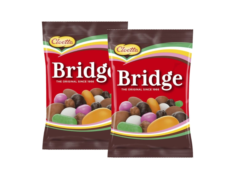 2 x Cloetta Bridge Original 180g bags – classic Swedish mixed chocolate and candy assortment with nine varieties
