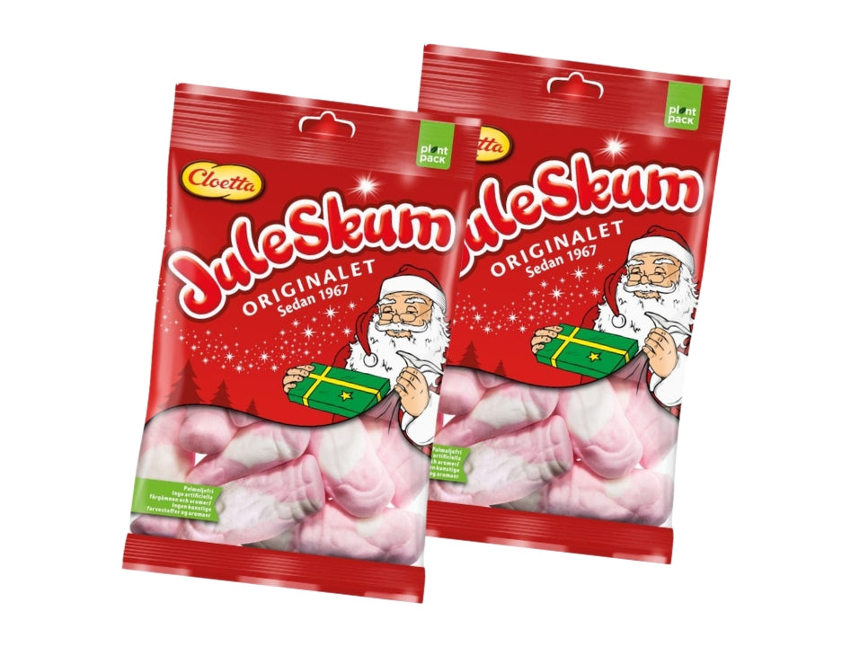 2 x Cloetta Juleskum 100g Swedish strawberry foam Santa Christmas candy