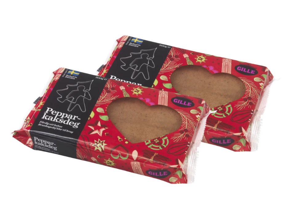 2 x Gille Pepparkaksdeg 500g 17.6 oz Swedish ready-made gingerbread cookie dough packages with cinnamon ginger and cloves