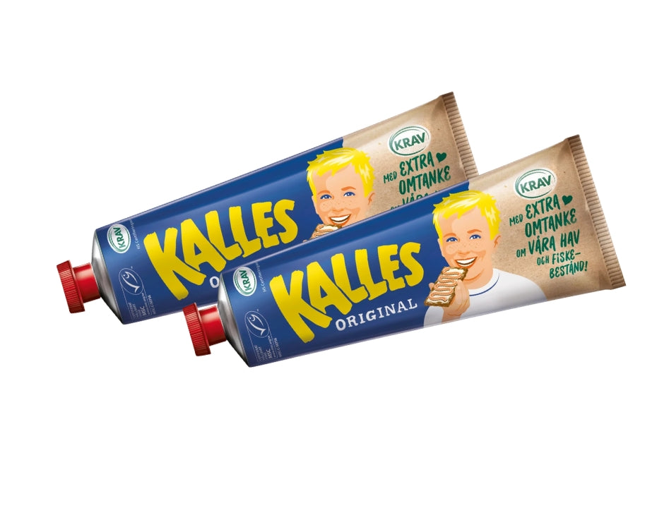 2 x Kalles Kaviar KRAV 250g tubes – Swedish KRAV-certified organic lightly smoked cod roe spread, MSC-certified sustainable
