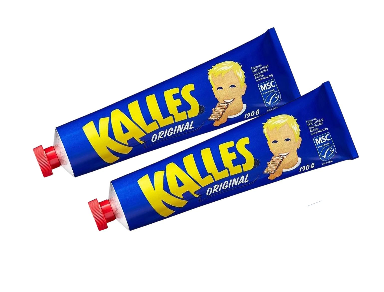 2 x Kalles Kaviar Original 190g tubes – Swedish creamed smoked cod roe spread, MSC-certified, made in Sweden since 1954
