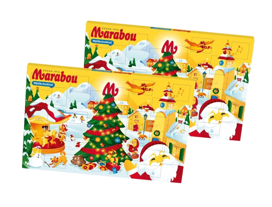 2 x Marabou Julkalender LTD 200g Swedish milk chocolate Advent calendars with 24 Christmas surprises each