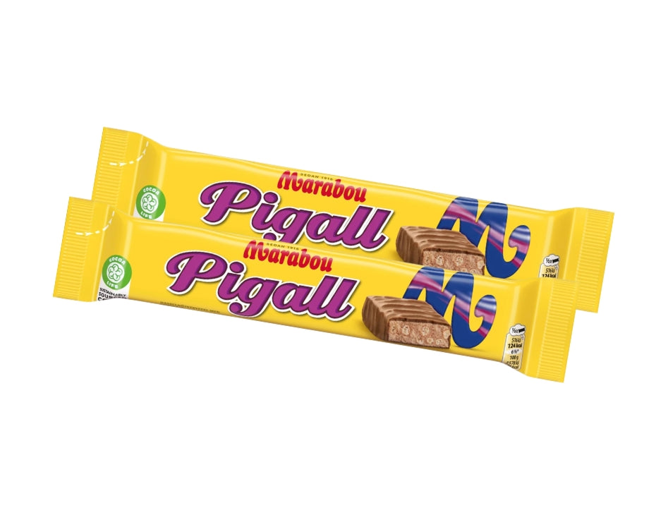 2 x Marabou Pigall Dubbel 40g – Swedish Milk Chocolate with Whipped Hazelnut Truffle and Crispy Rice, 80g (2.8 oz)