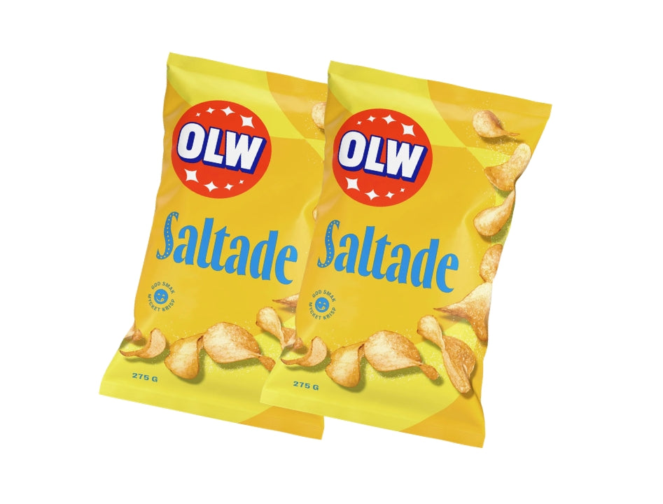 2 x OLW Chips Lättsaltade 275g – Lightly Salted Swedish Potato Chips Multipack, 550g (19.4 oz)