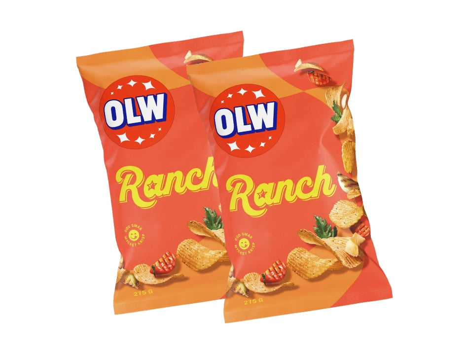 2 x OLW Chips Ranch 275g – Ranch-Flavoured Swedish Potato Chips Multipack, 550g (19.4 oz)