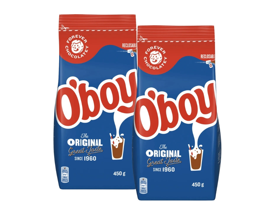 2 x O'boy Original 450g – classic Swedish chocolate drink powder in resealable bags