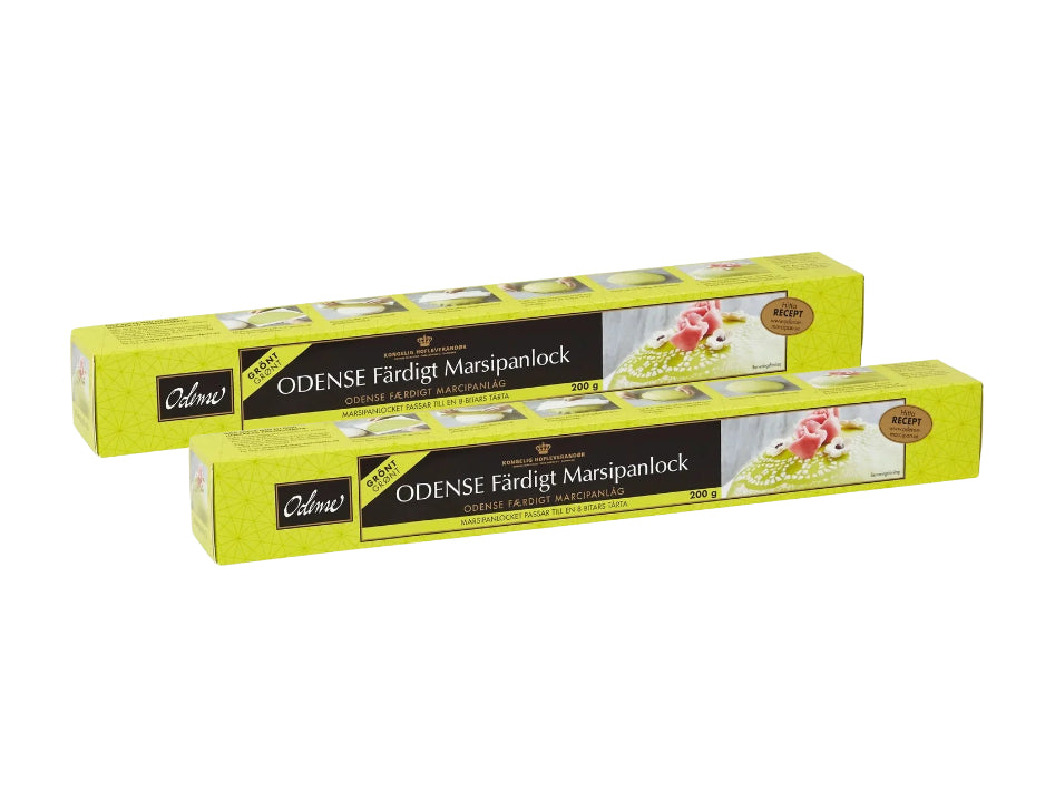 2 x Odense Marsipanlock Grönt 200g green ready-rolled marzipan cake covers for Swedish Princess Cake