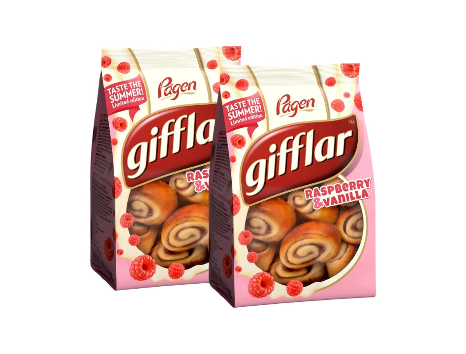 2 x Pågen Gifflar Raspberry 260g – Swedish Mini Raspberry & Vanilla Sweet Rolls
