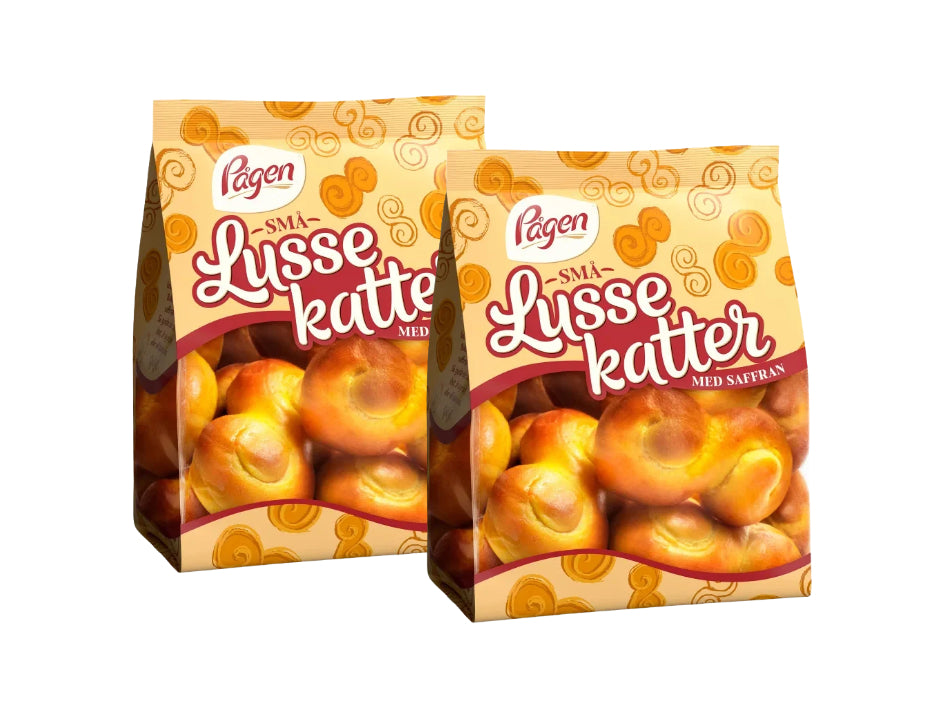 2 x Pågen Små Lussekatter 210g Swedish mini saffron Lucia buns without raisins