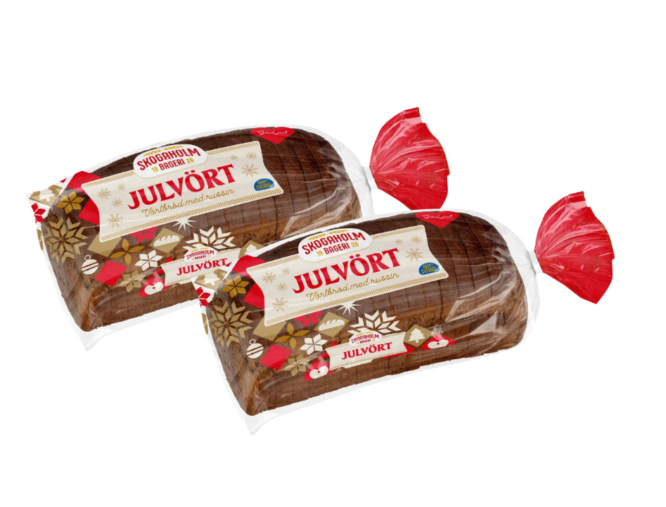 2 x Skogaholms Julvört Skivad 600g Swedish sliced Christmas wort bread with raisins cinnamon bitter orange cloves and ginger