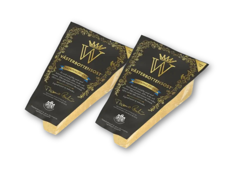 2 x Västerbottensost Swedish aged hard cheeses with rich nutty flavour, traditional cheese from northern Sweden