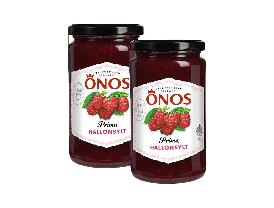 2 x Önos Extra Prima Hallonsylt 410g Swedish raspberry jam with 45 percent raspberries