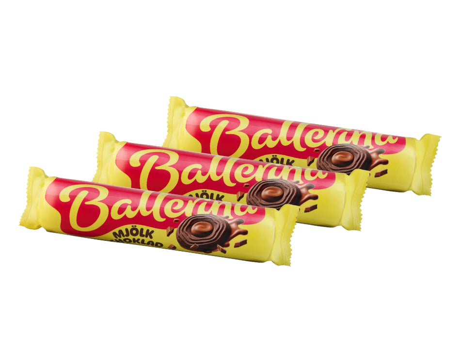 3 x Ballerina Mjölkchoklad 205g Swedish cocoa sandwich cookies with smooth creamy milk chocolate filling