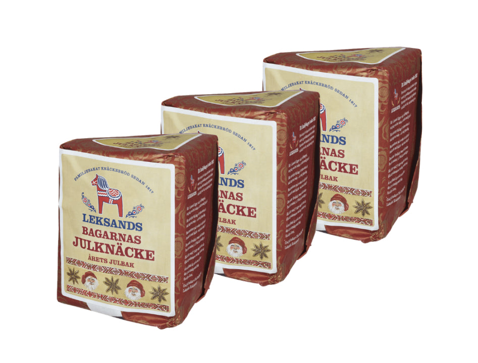 3 x Leksands Bagarnas Julknäcke 200g Swedish wholegrain rye Christmas crispbread with aromatic star anise