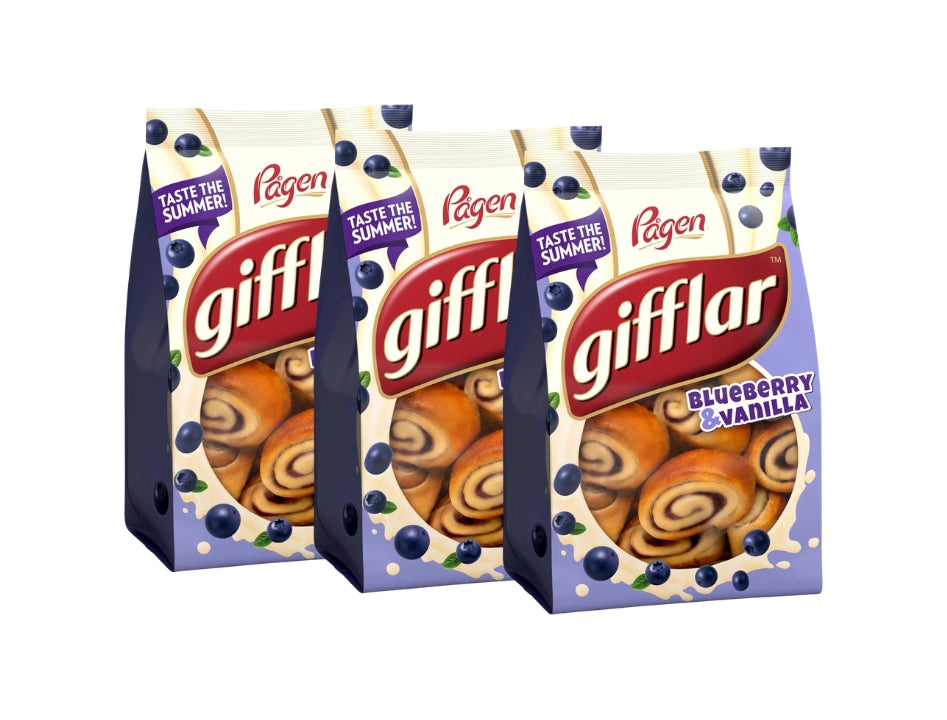 3 x Pågen Gifflar Blueberry & Vanilla 260g – Swedish Mini Blueberry & Vanilla Sweet Rolls
