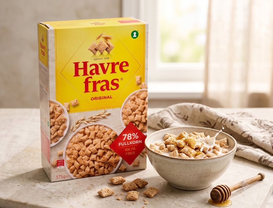 2 x Havrefras Original Oat Pillows Cereal 375g (13.23 oz) – Authentic Swedish Whole Grain Breakfast Cereal