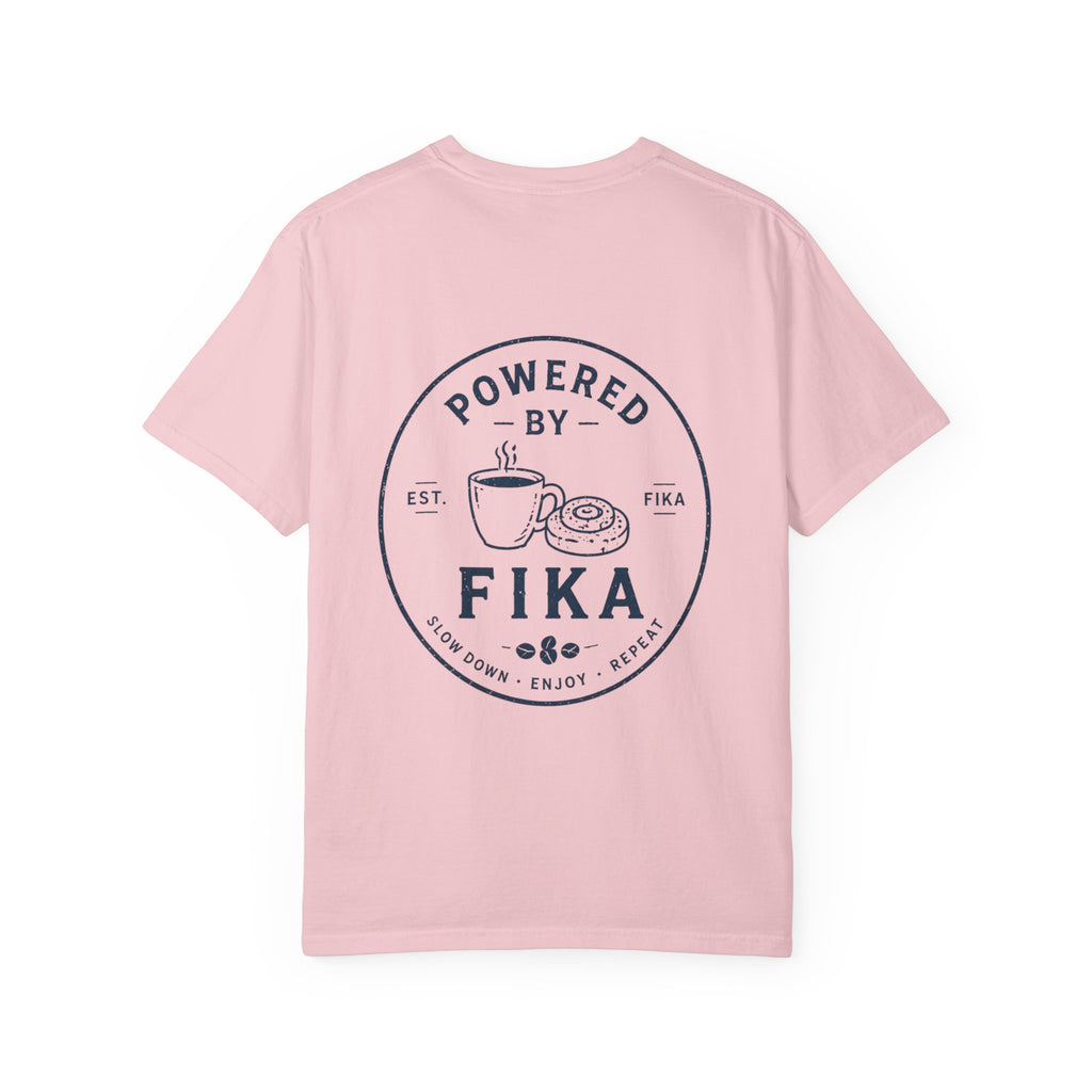 Powered by Fika™ – Slow Down • Enjoy • Repeat - Unisex T-shirt