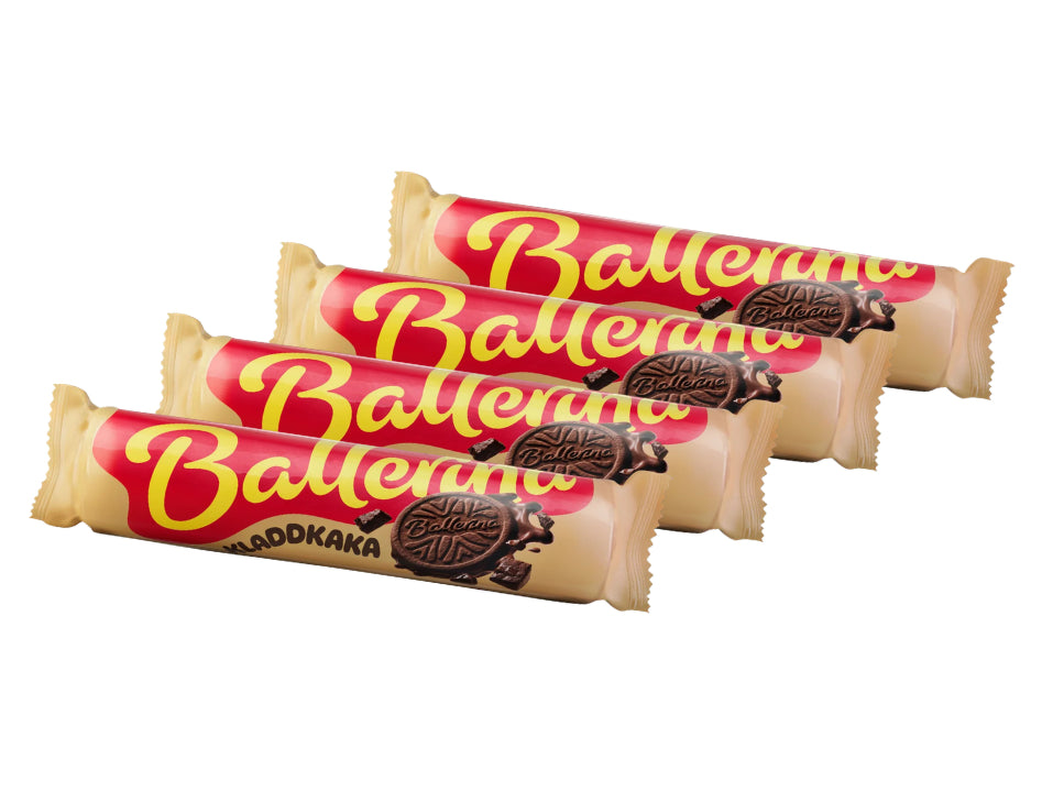 4 x Ballerina Kladdkaka 210g Swedish chocolate sandwich cookies with crisp cocoa biscuits and creamy kladdkaka filling