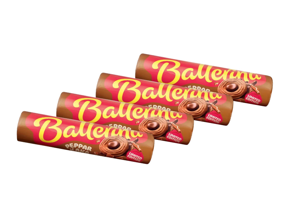 4 x Ballerina Pepparkaka 205g Swedish gingerbread sandwich cookies with cinnamon ginger cloves and creamy cocoa filling