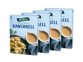 4 x Blå Band Kantarellsås Selected Sauces 3-Pack 54g – four light blue sauce mix boxes fanned out showing creamy chanterelle pasta and sauce jug on the front, Blå Band logo, 3 sachets per box, 216g total dry weight, makes 2.4L
