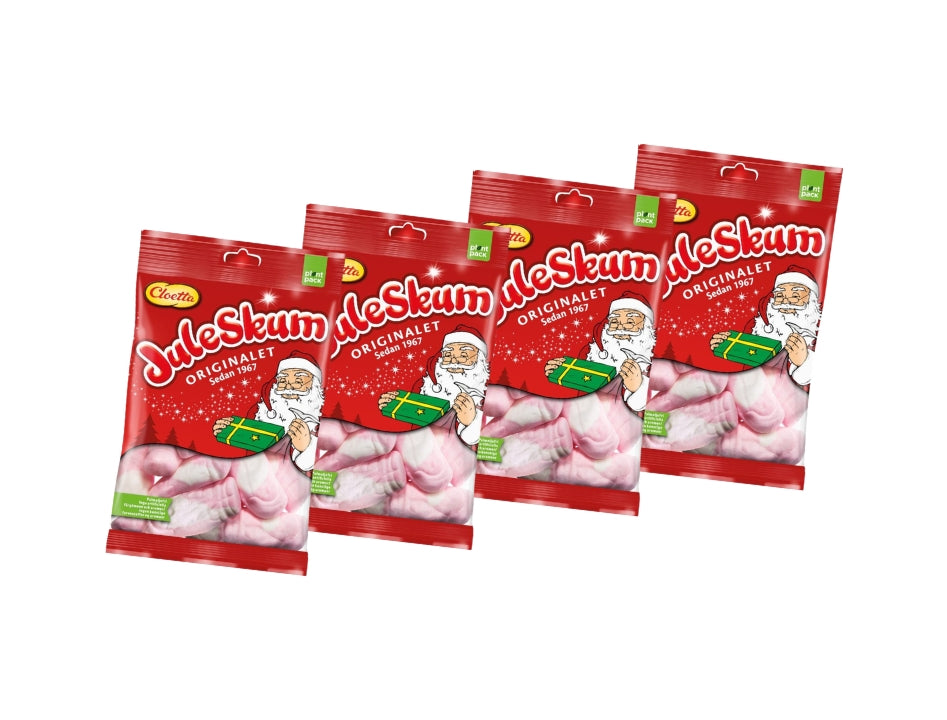 4 x Cloetta Juleskum 100g Swedish strawberry foam Santa Christmas candy